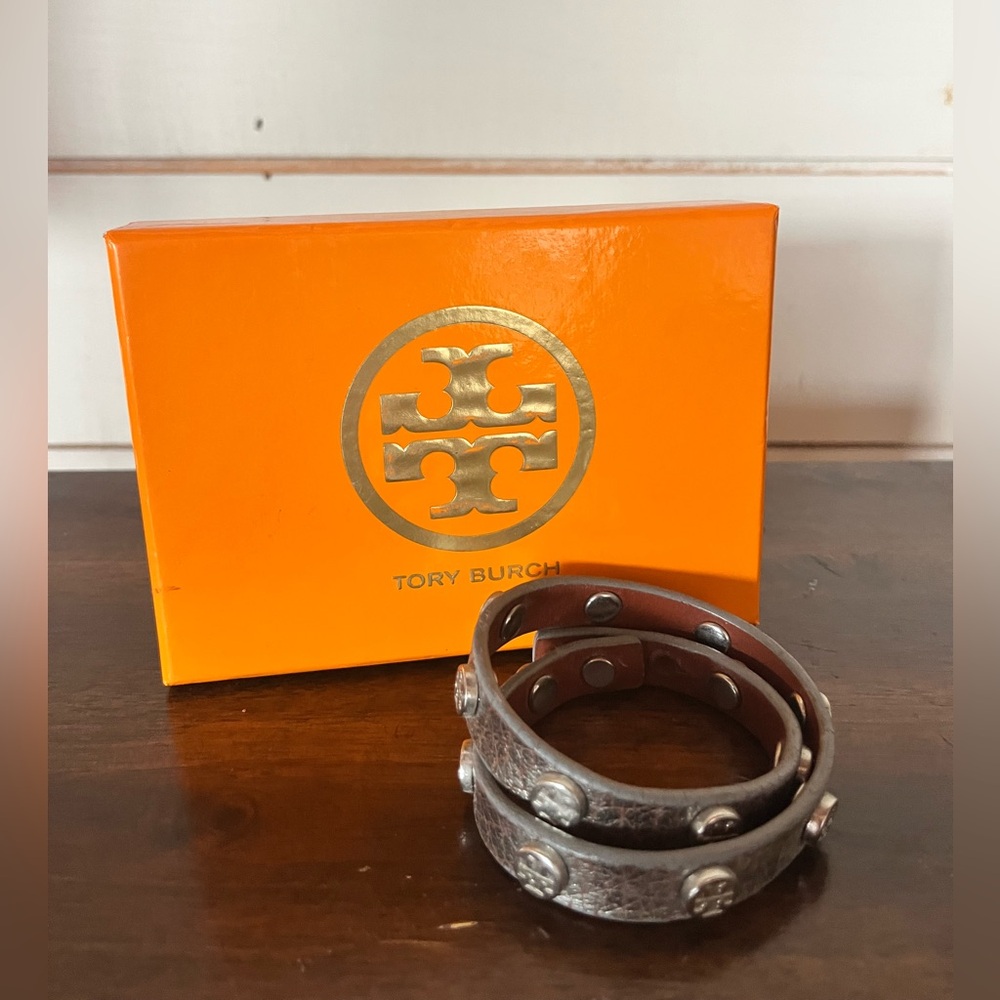 Tory Burch Silver Studded Wrap Bracelet